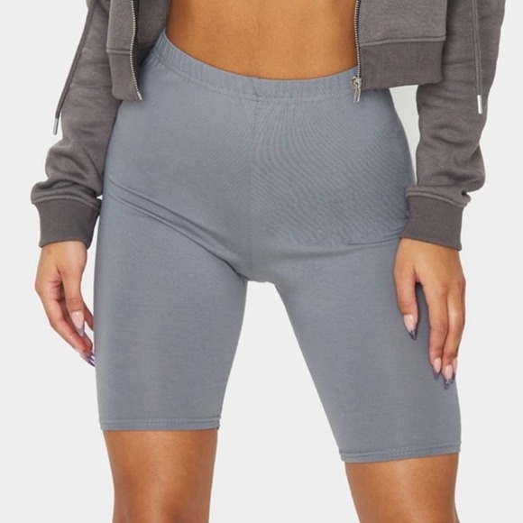 Prettylittlething charcoal grey cotton stretch cycling shorts size 6 NWT - Picture 9 of 9